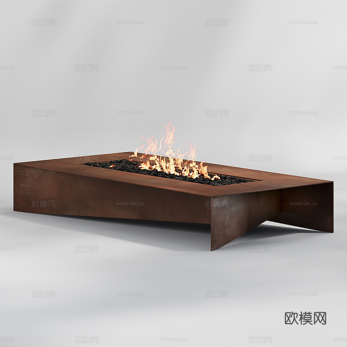 现代意式极简户外篝火 壁炉 火盆3d模型