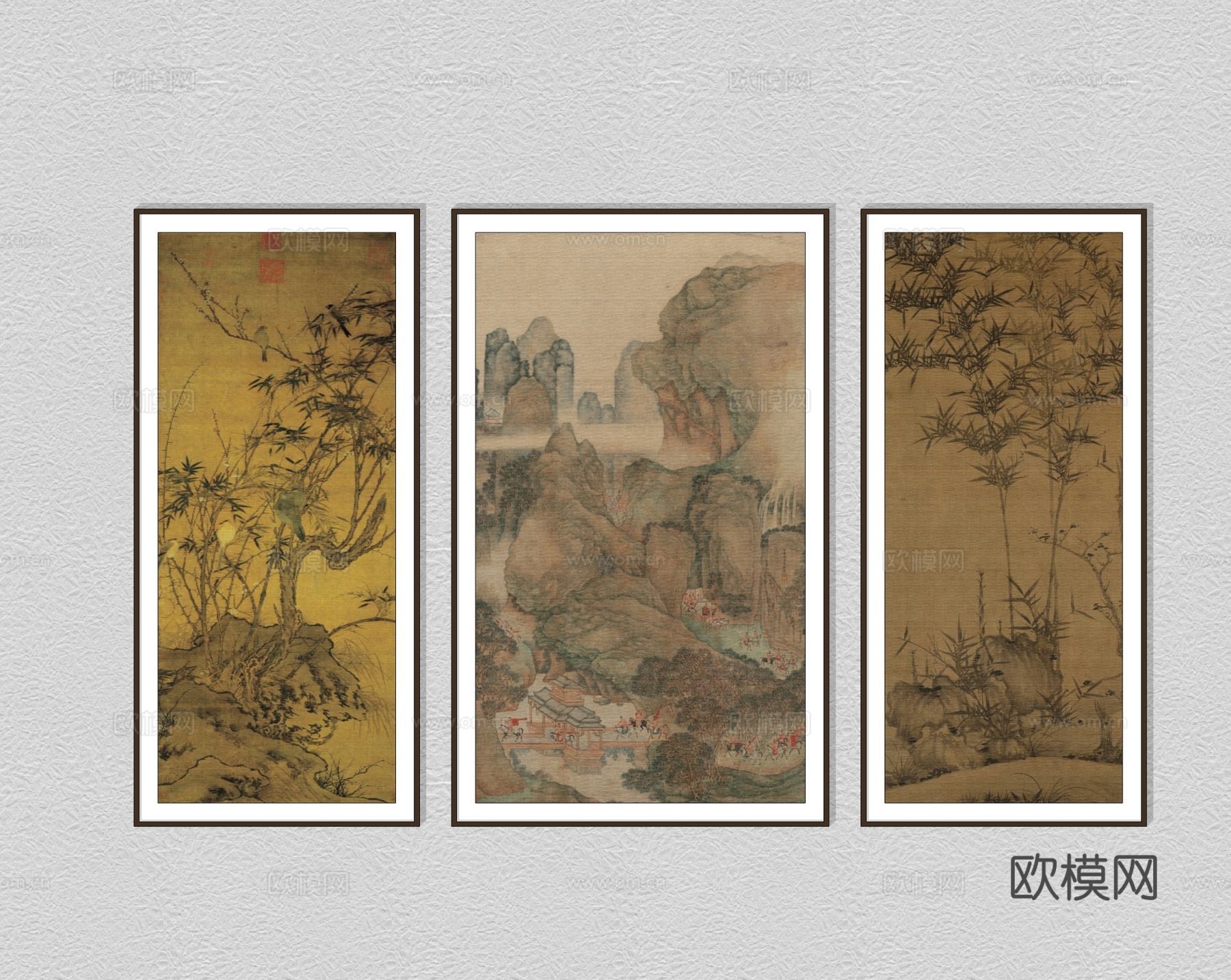 新中式装饰画su模型下载