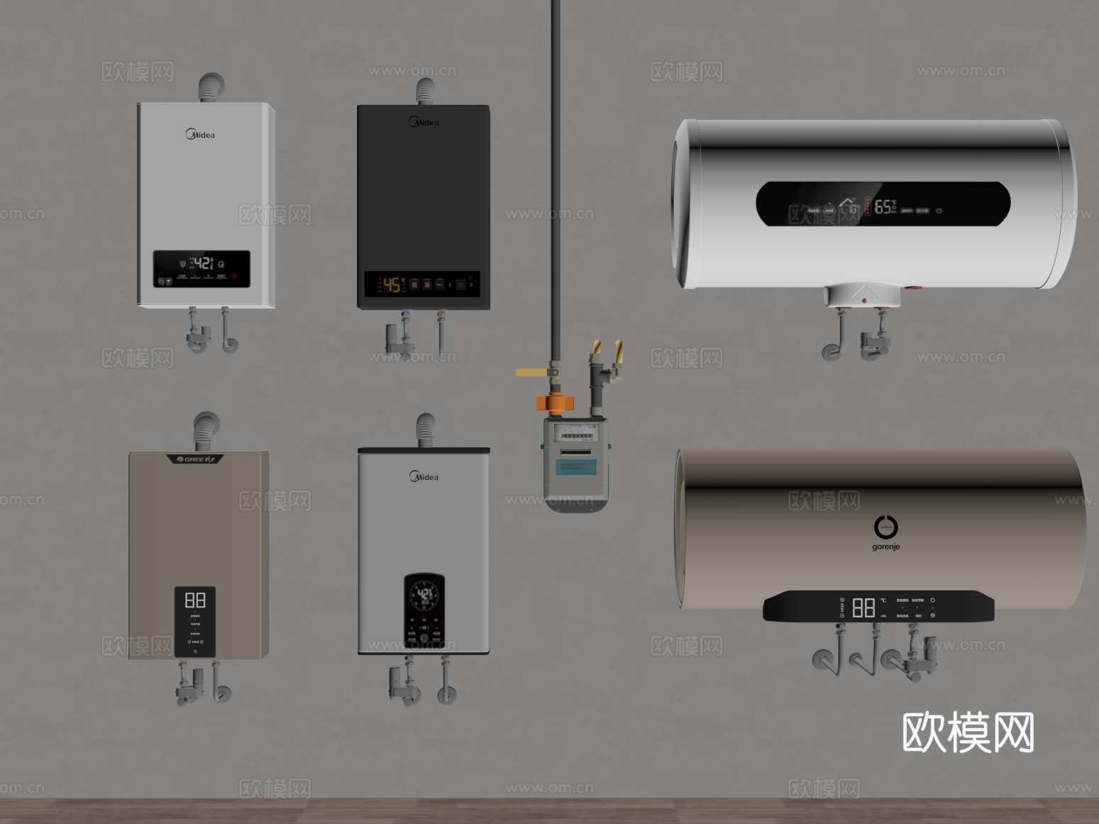 11现代电热水器 燃气表su模型