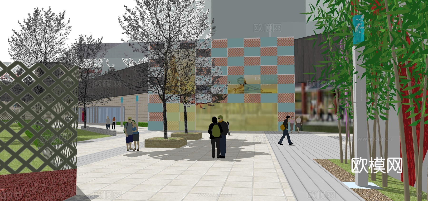 现代商业综合楼su模型下载