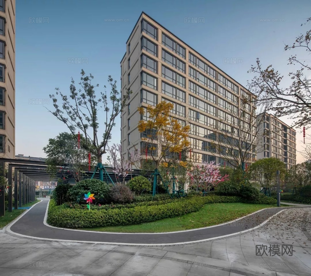 现代住宅小区庭院景观su模型下载