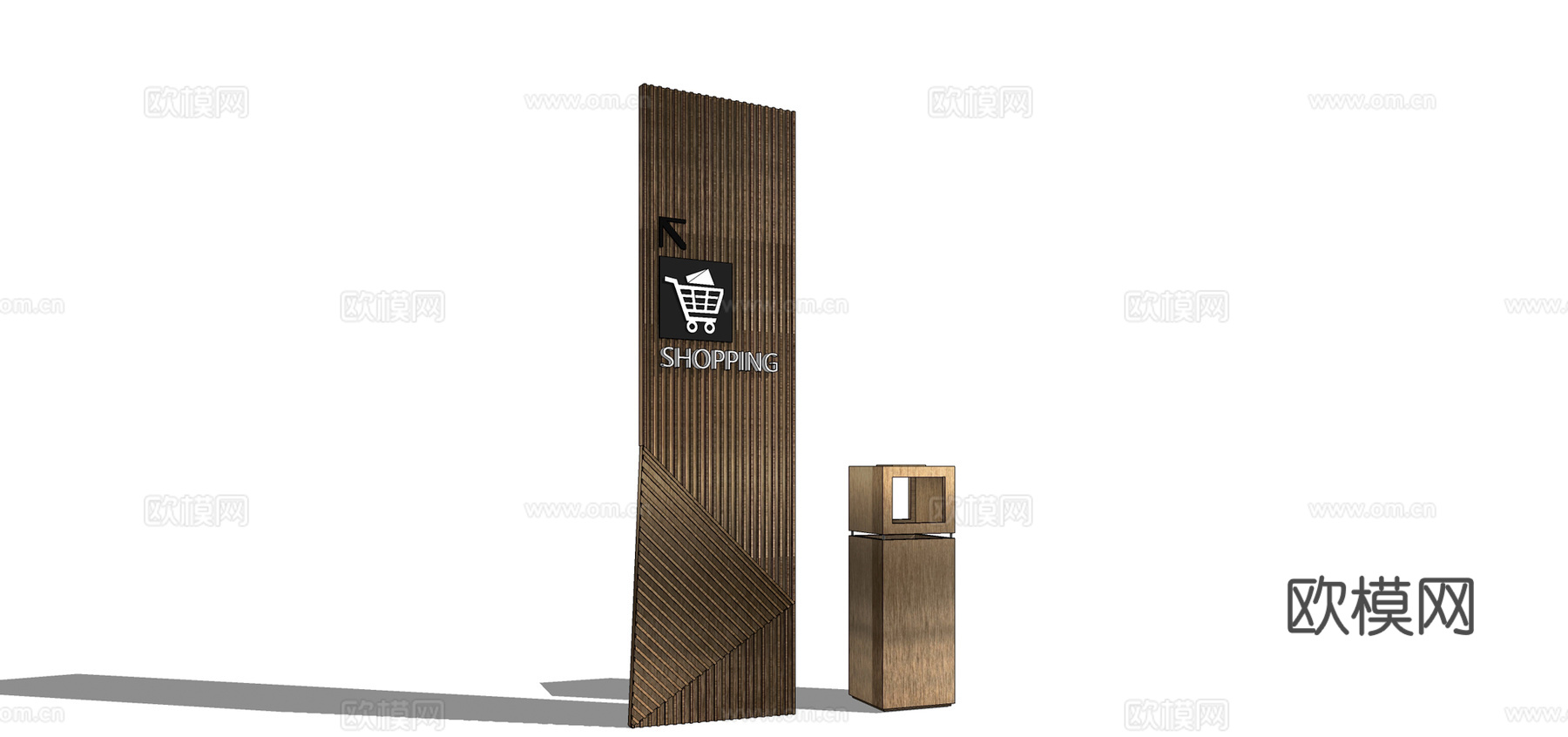 新中式路标指示牌su模型下载