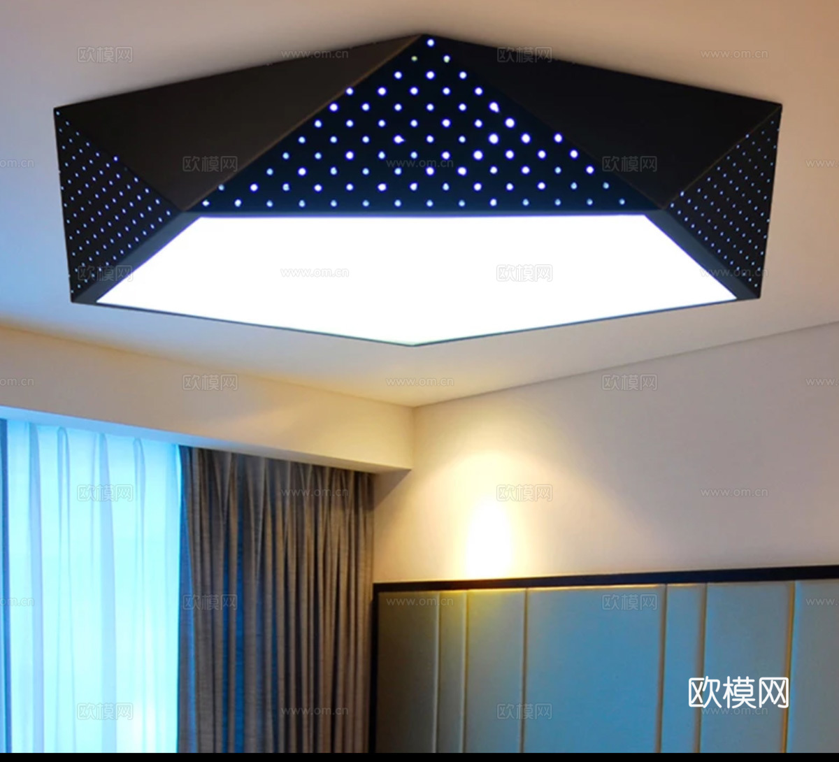 现代五角吸顶灯su模型下载