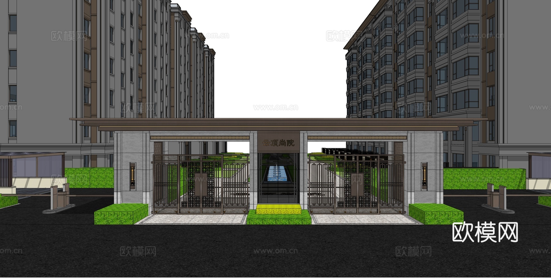 新中式高层住宅小区su模型下载