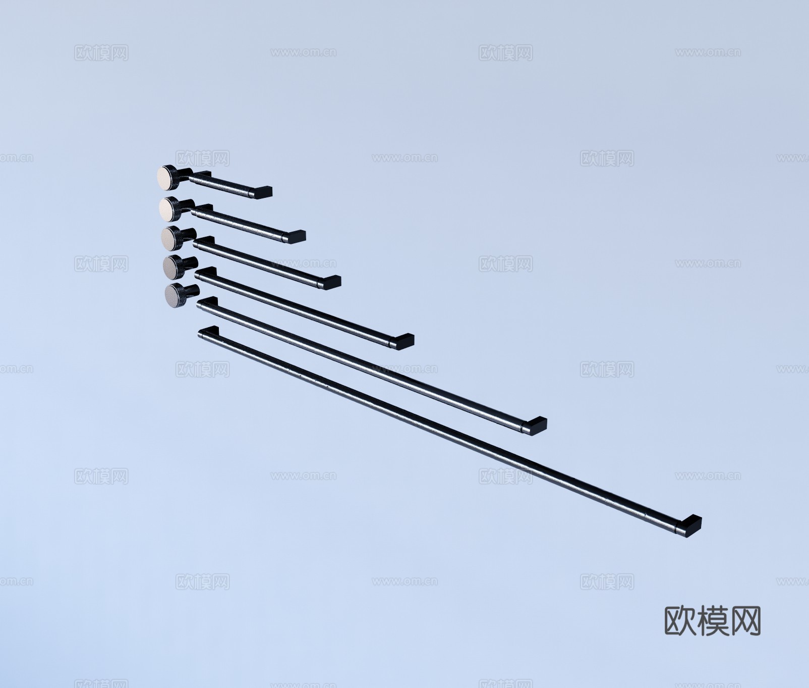 现代金属拉手su模型下载