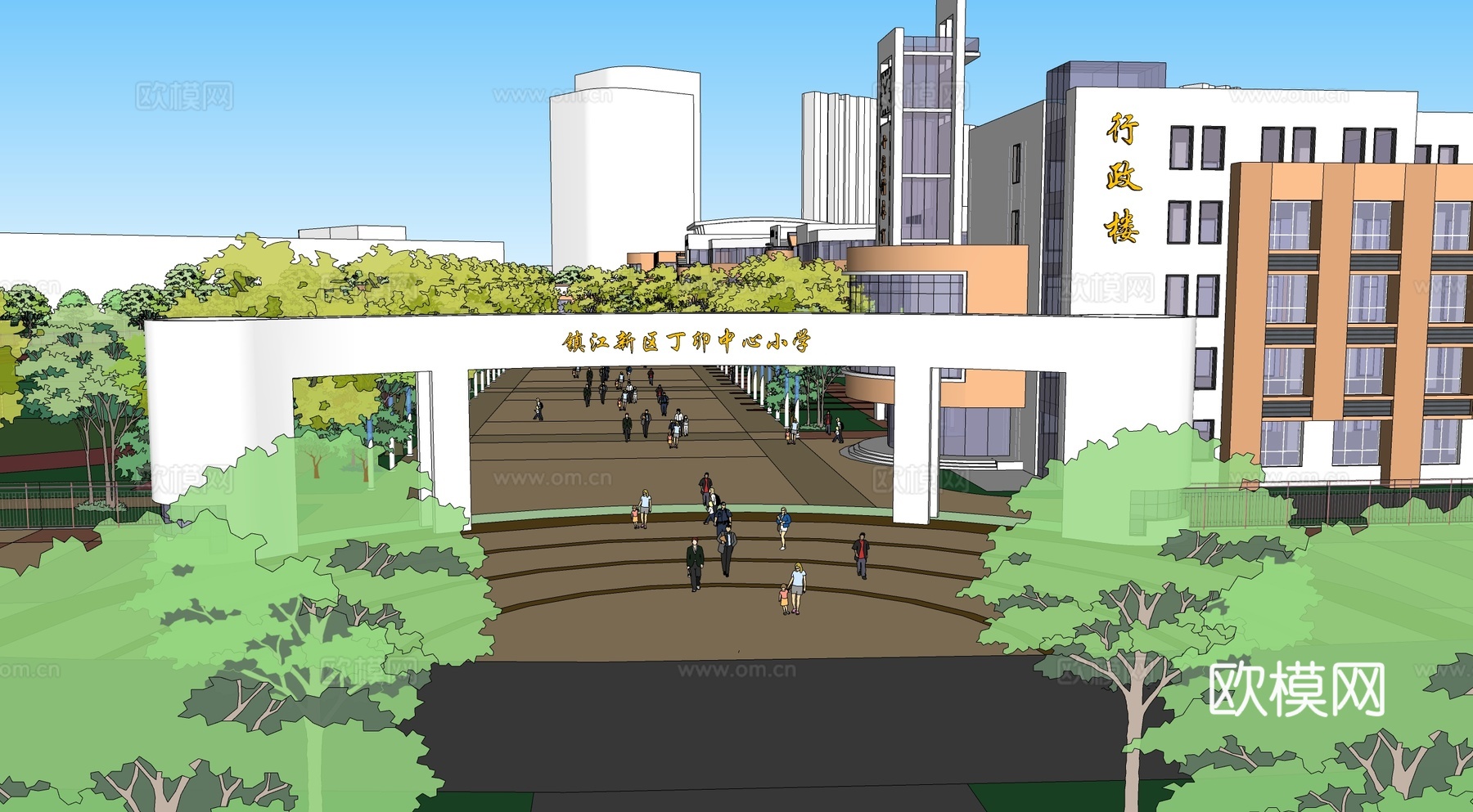 现代学校su模型下载