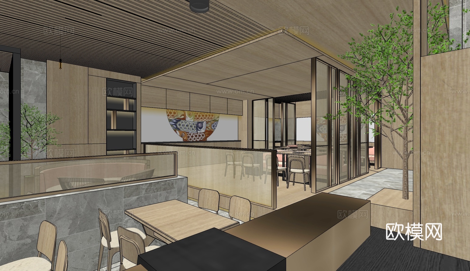 日式料理店su模型下载