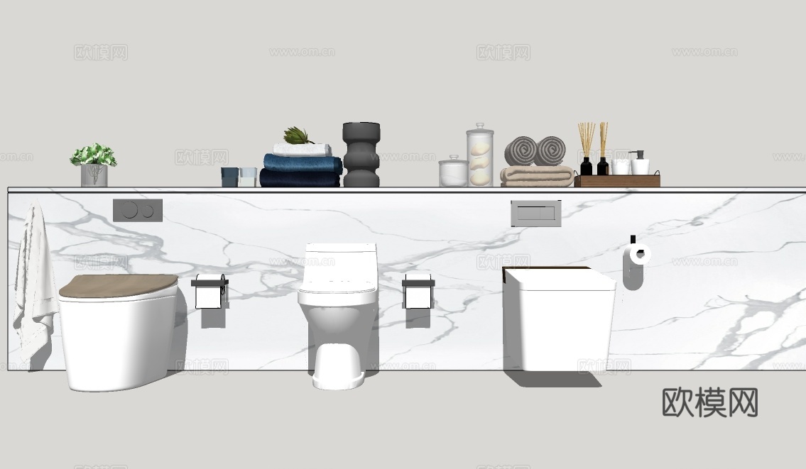 现代抽水马桶su模型下载下载