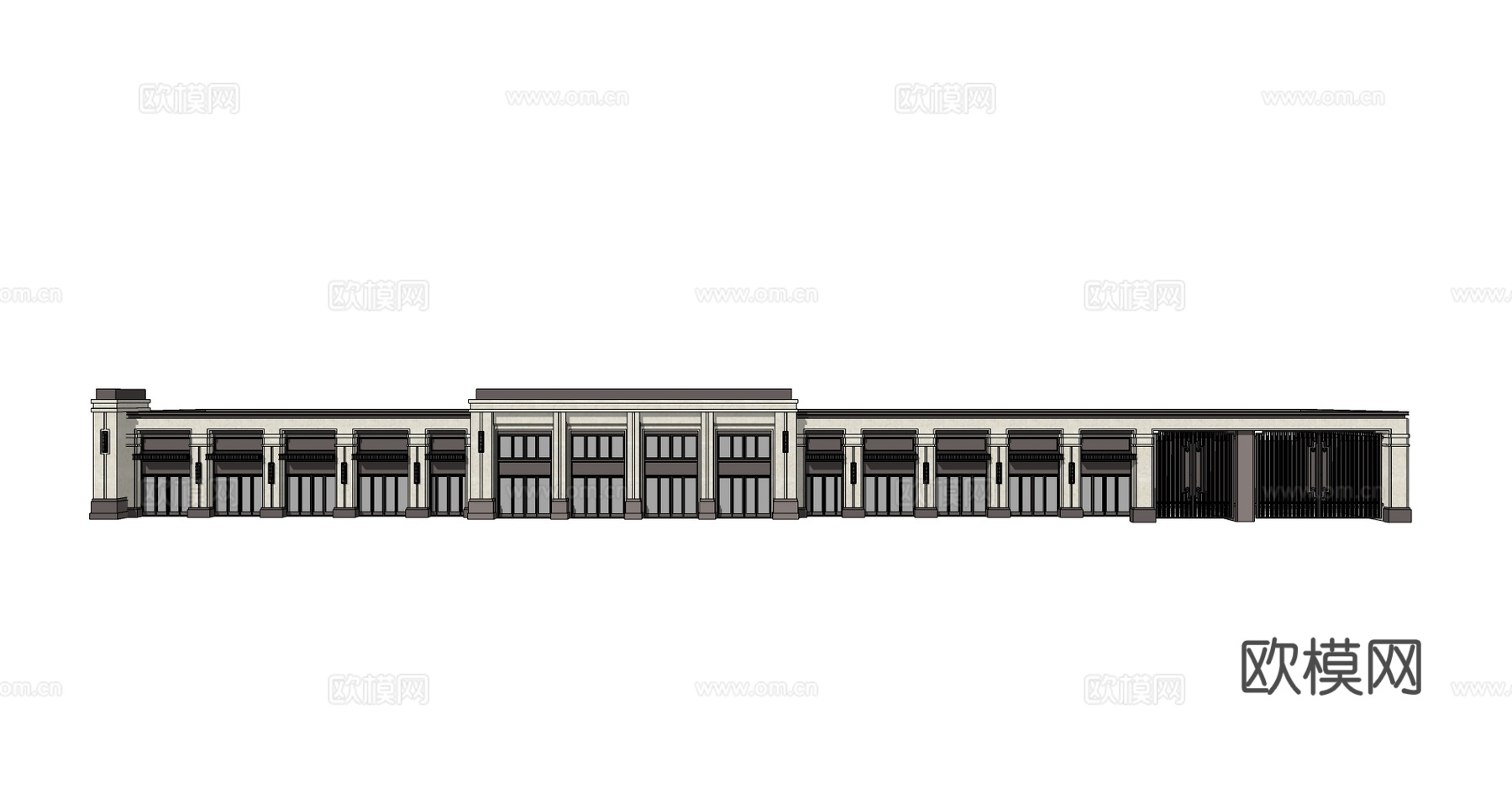 现代沿街商业建筑su模型下载