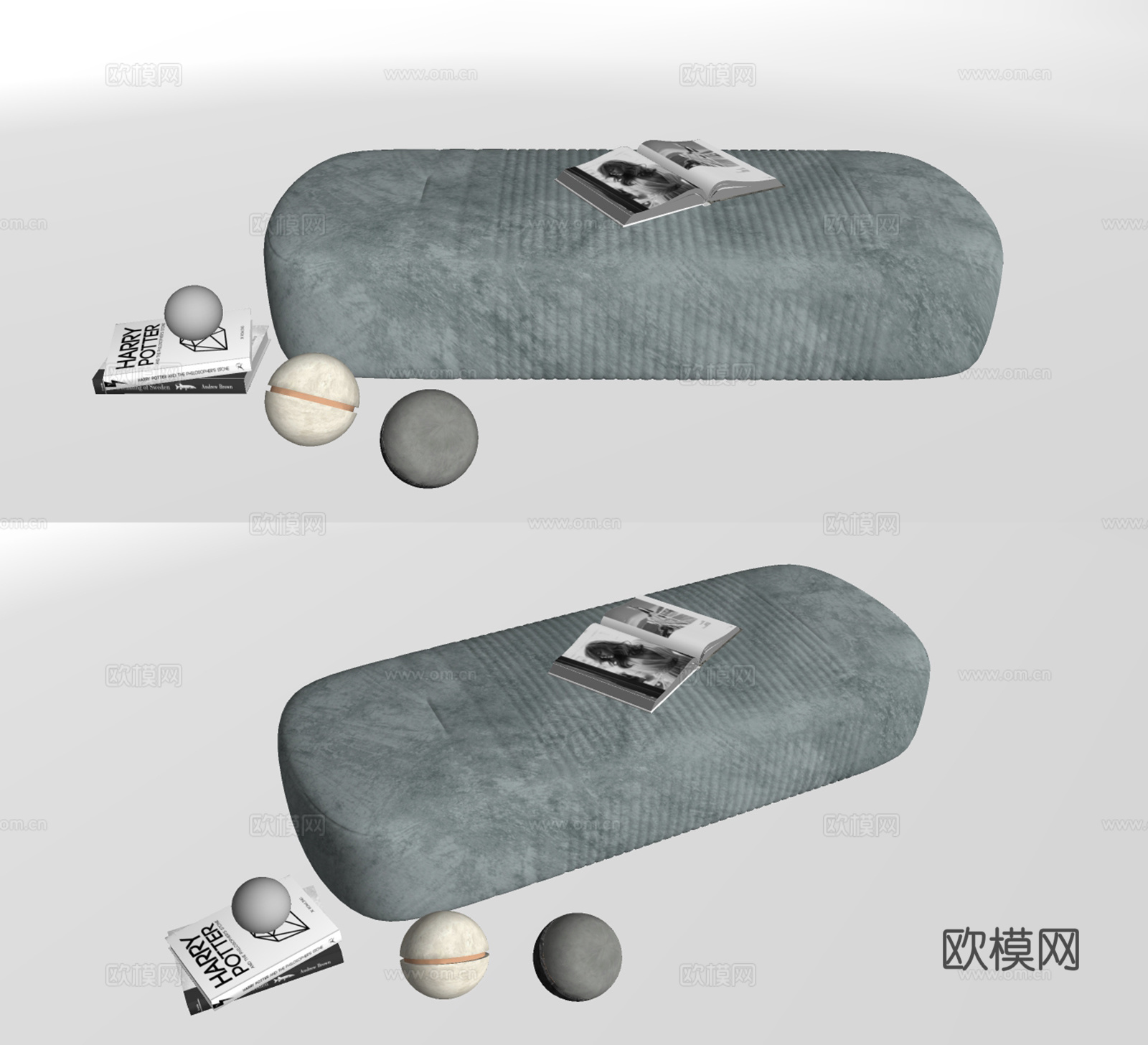 现代布艺脚踏su模型下载