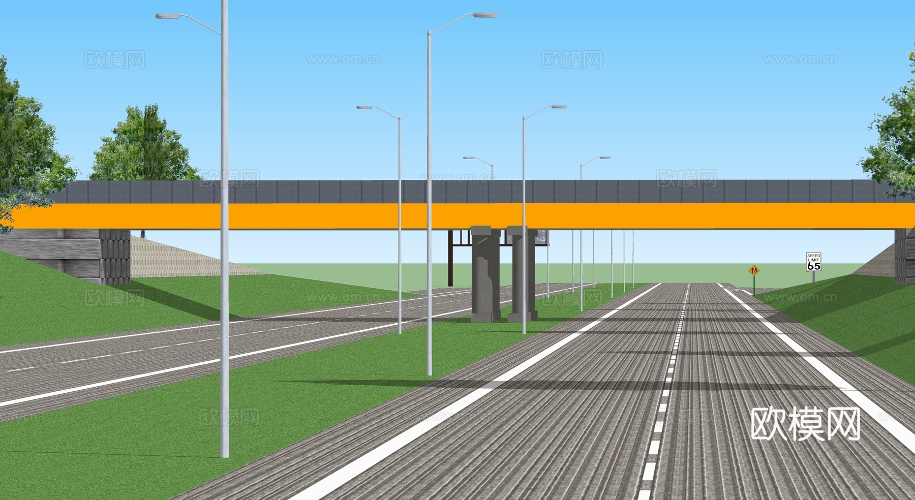 现代高架桥公路su模型下载