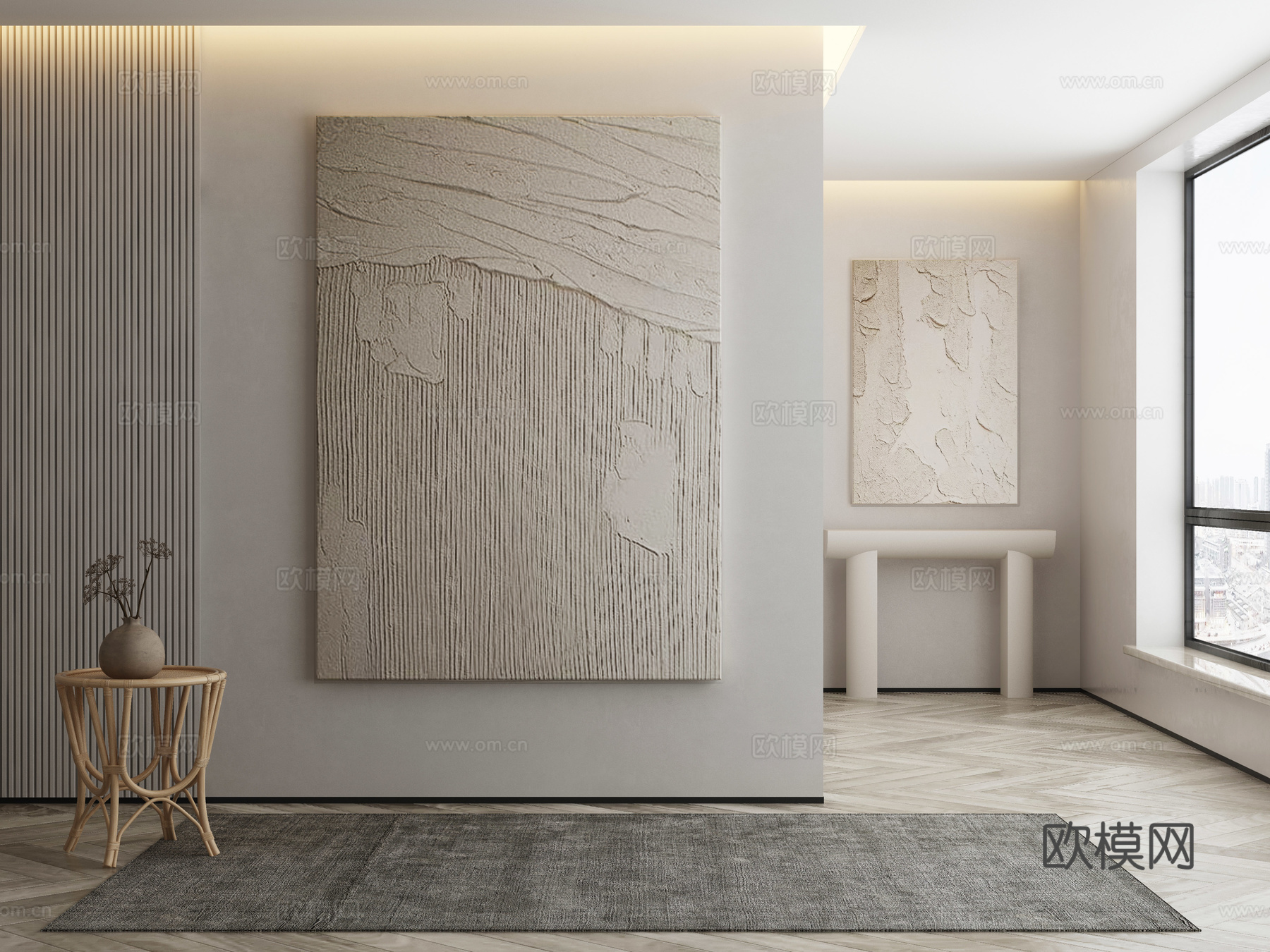 现代侘寂挂画 油画3d模型