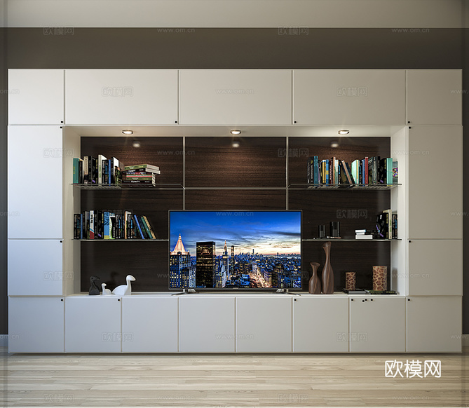現(xiàn)代電視柜 儲物柜 書籍?dāng)[件 成品電視3d模型下載