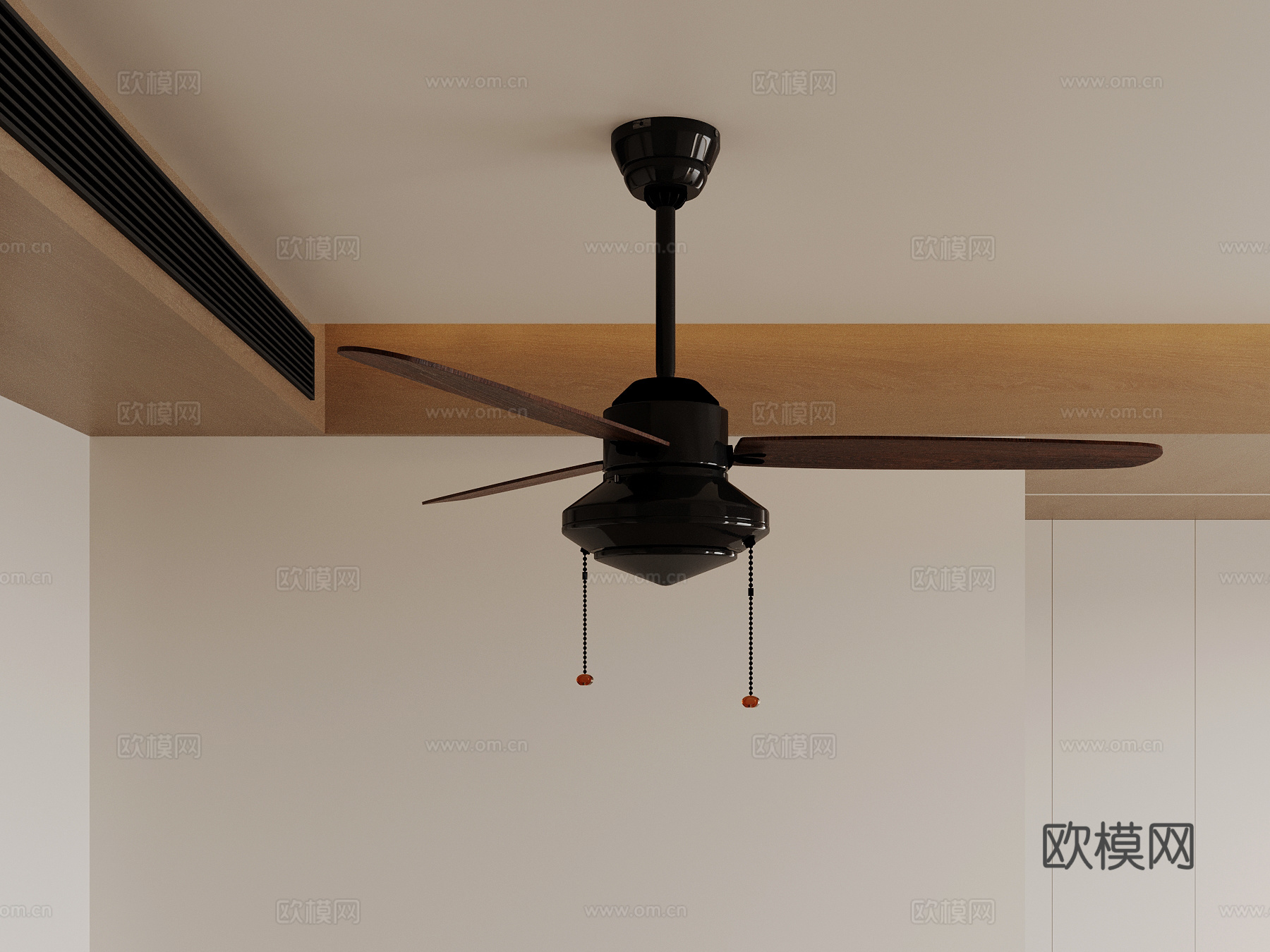 22现代中古风扇灯su模型