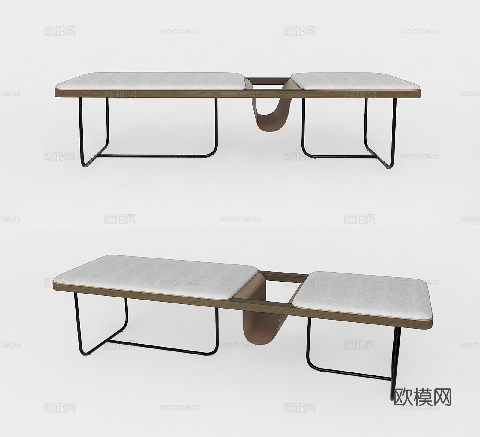 现代布艺长凳su模型下载