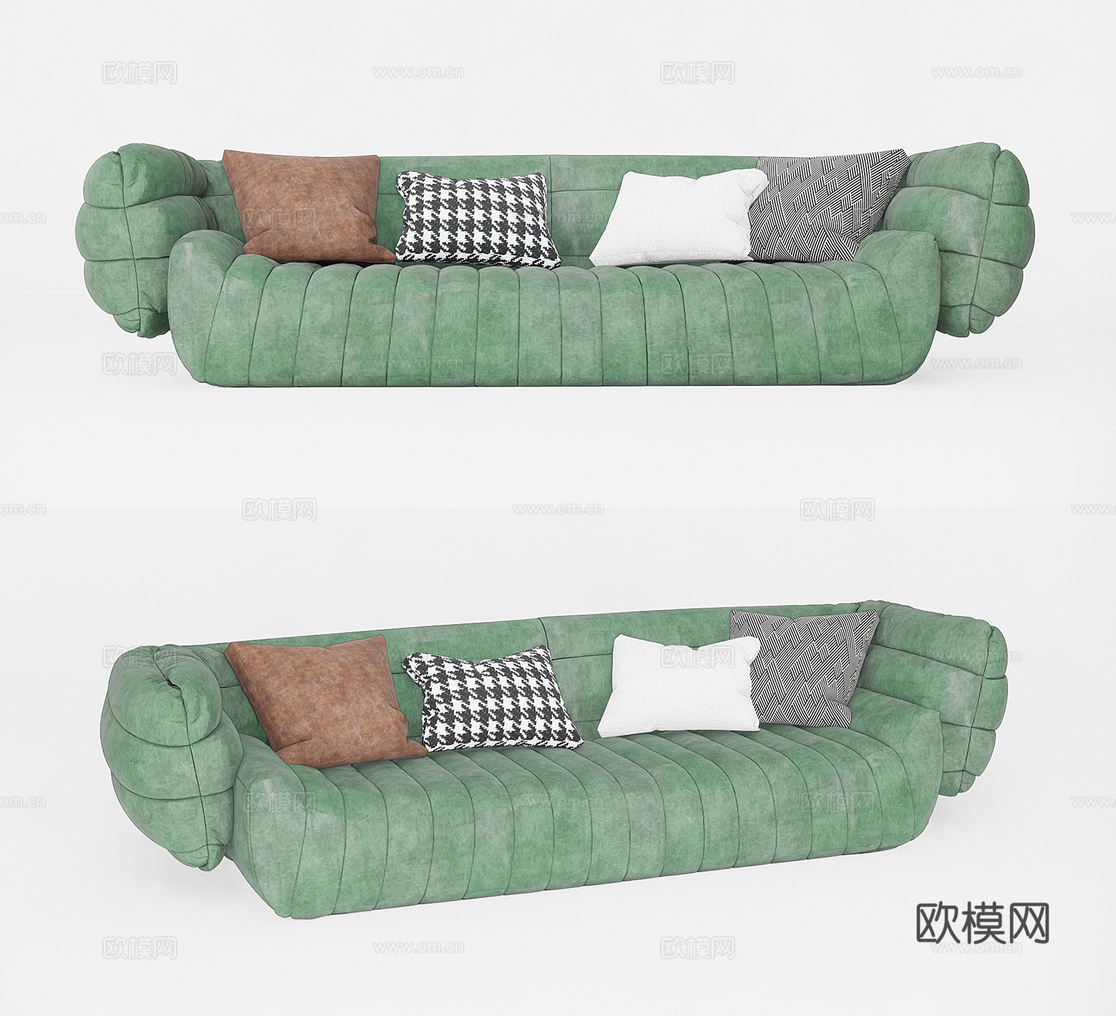 现代布艺多人沙发su模型下载