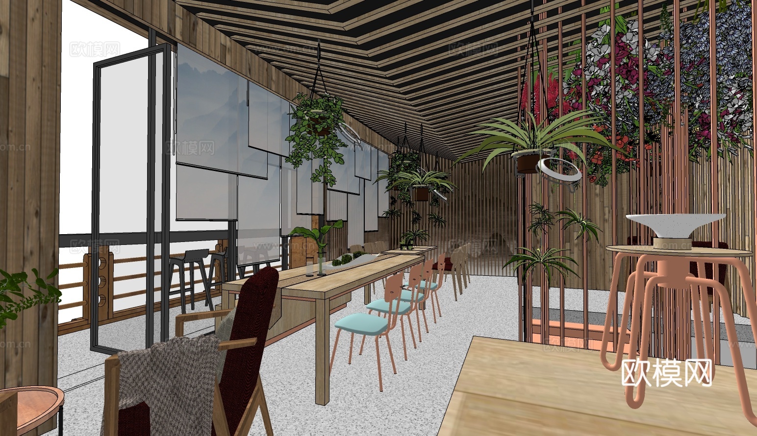 现代奶茶店su模型下载