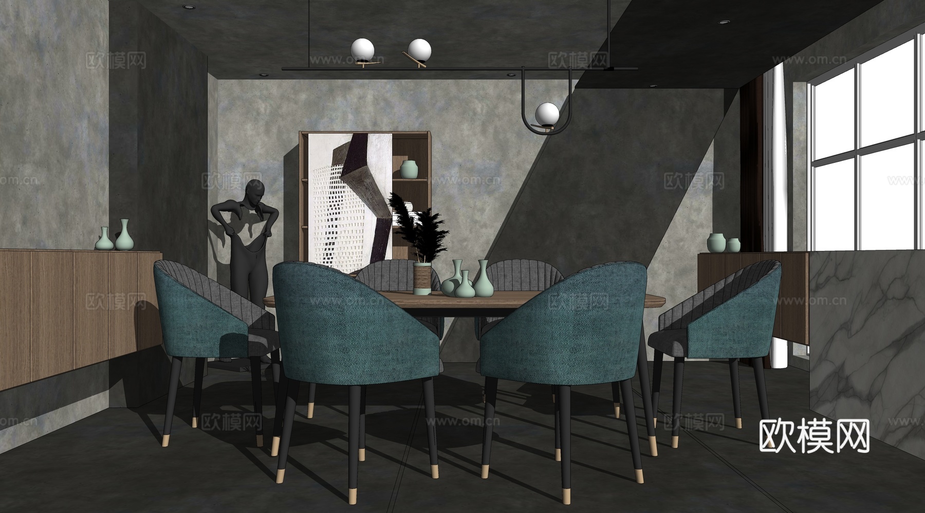 北欧餐厅su模型下载下载（渲染图2）