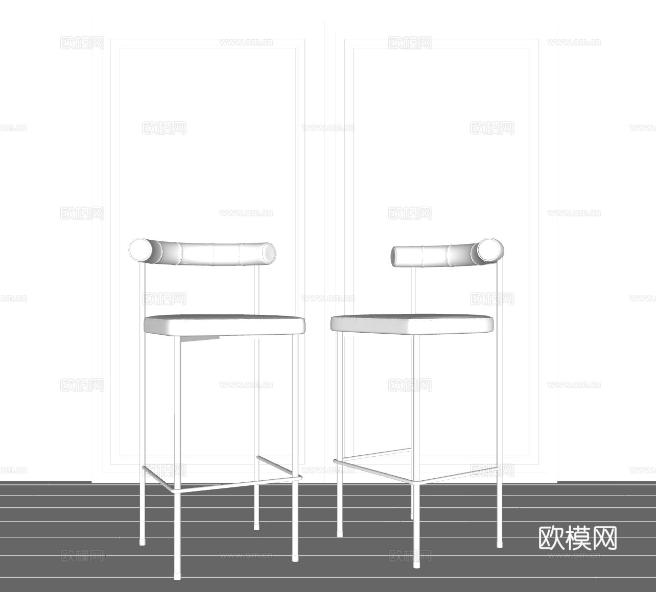现代铁艺吧椅su模型下载