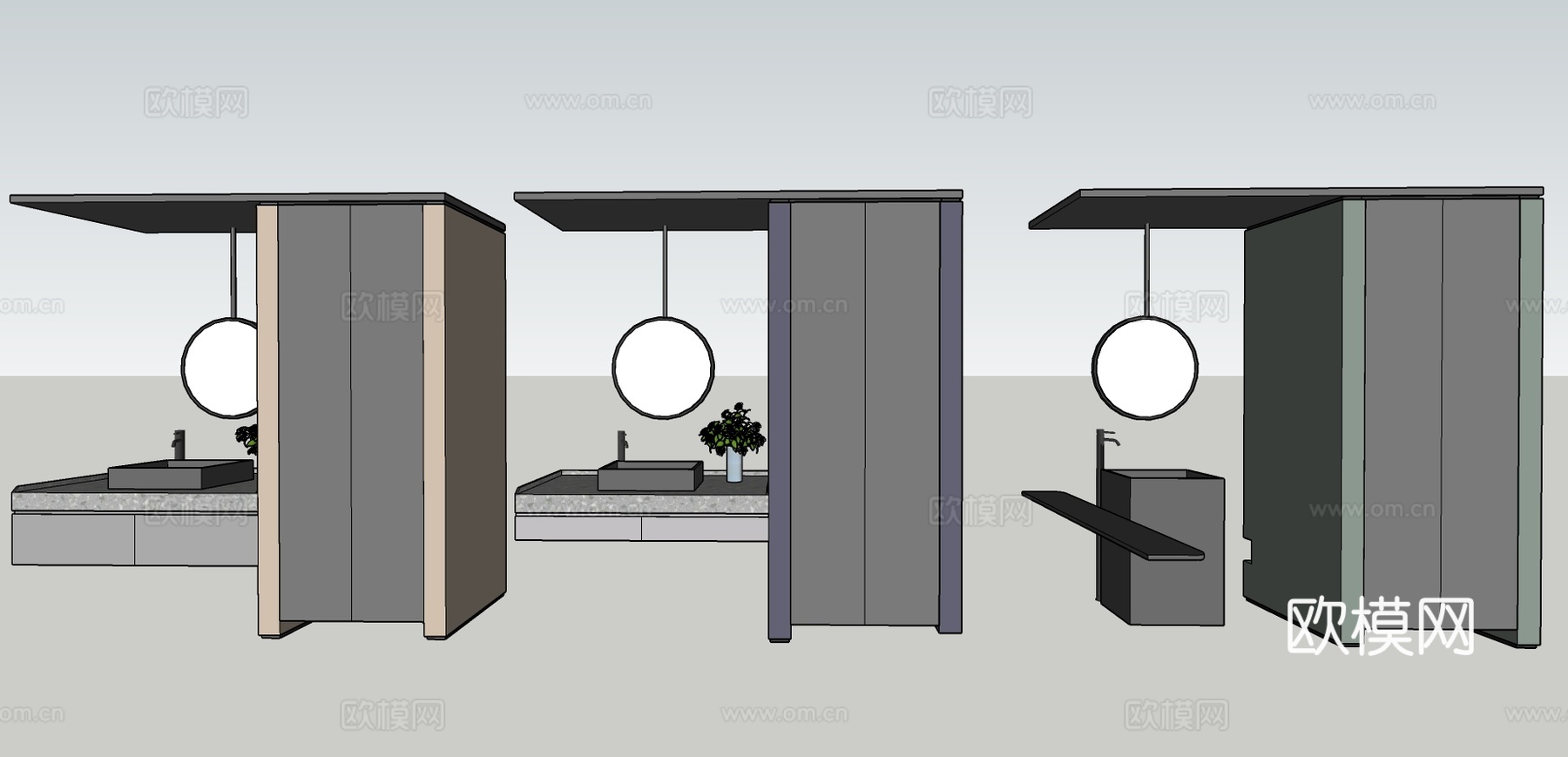 现代洗手台衣柜su模型下载下载（渲染图2）