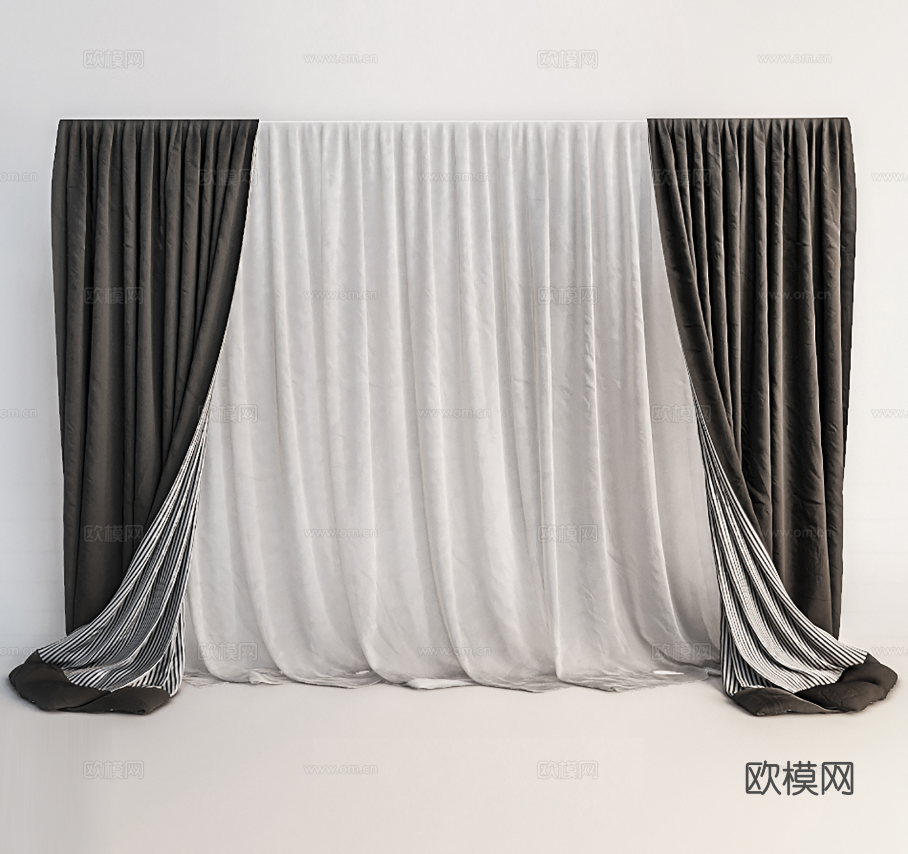 现代窗帘  布艺窗帘 室内窗帘3d模型