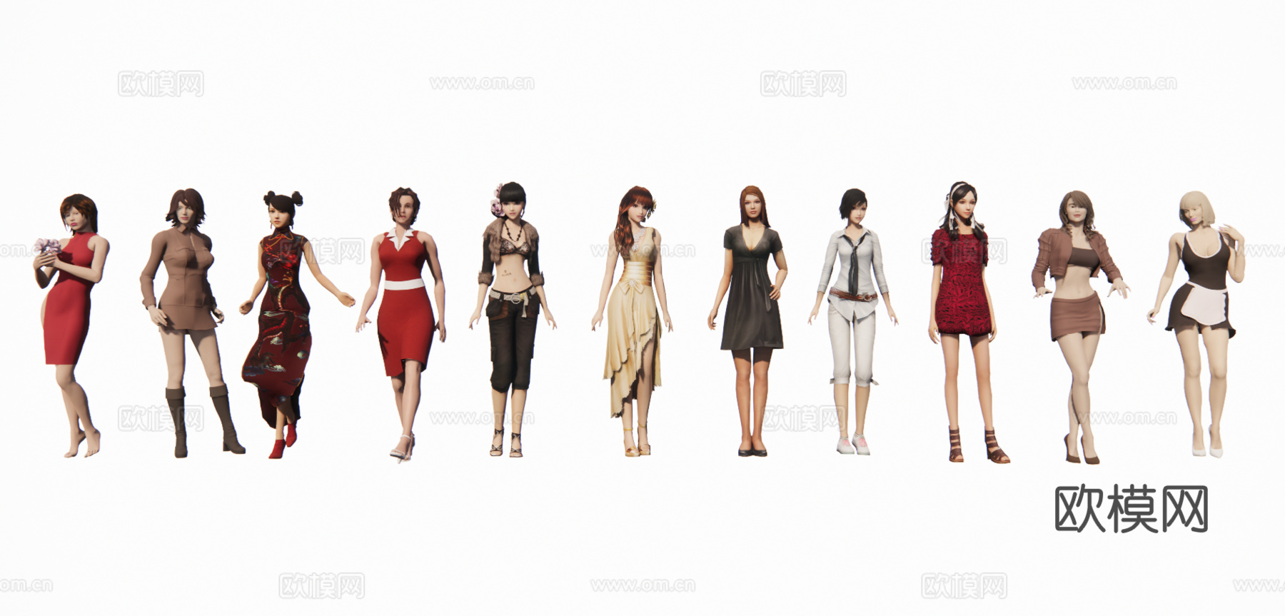 现代美女人物su模型下载