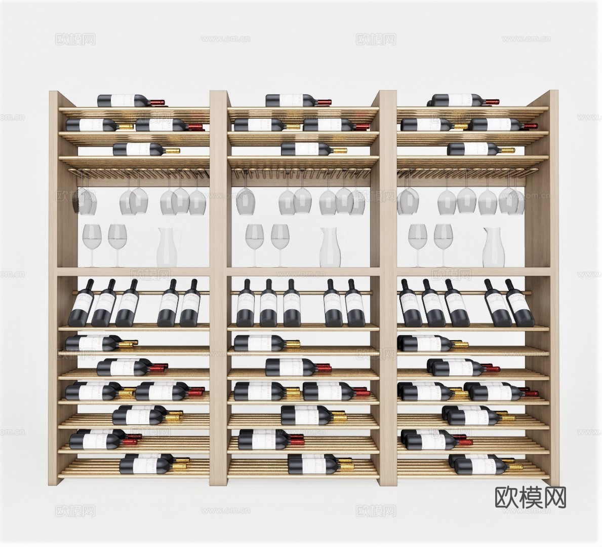 现代酒架酒柜su模型下载
