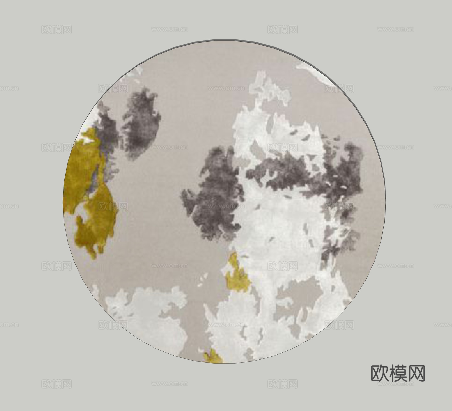 现代圆形艺术地毯su模型下载