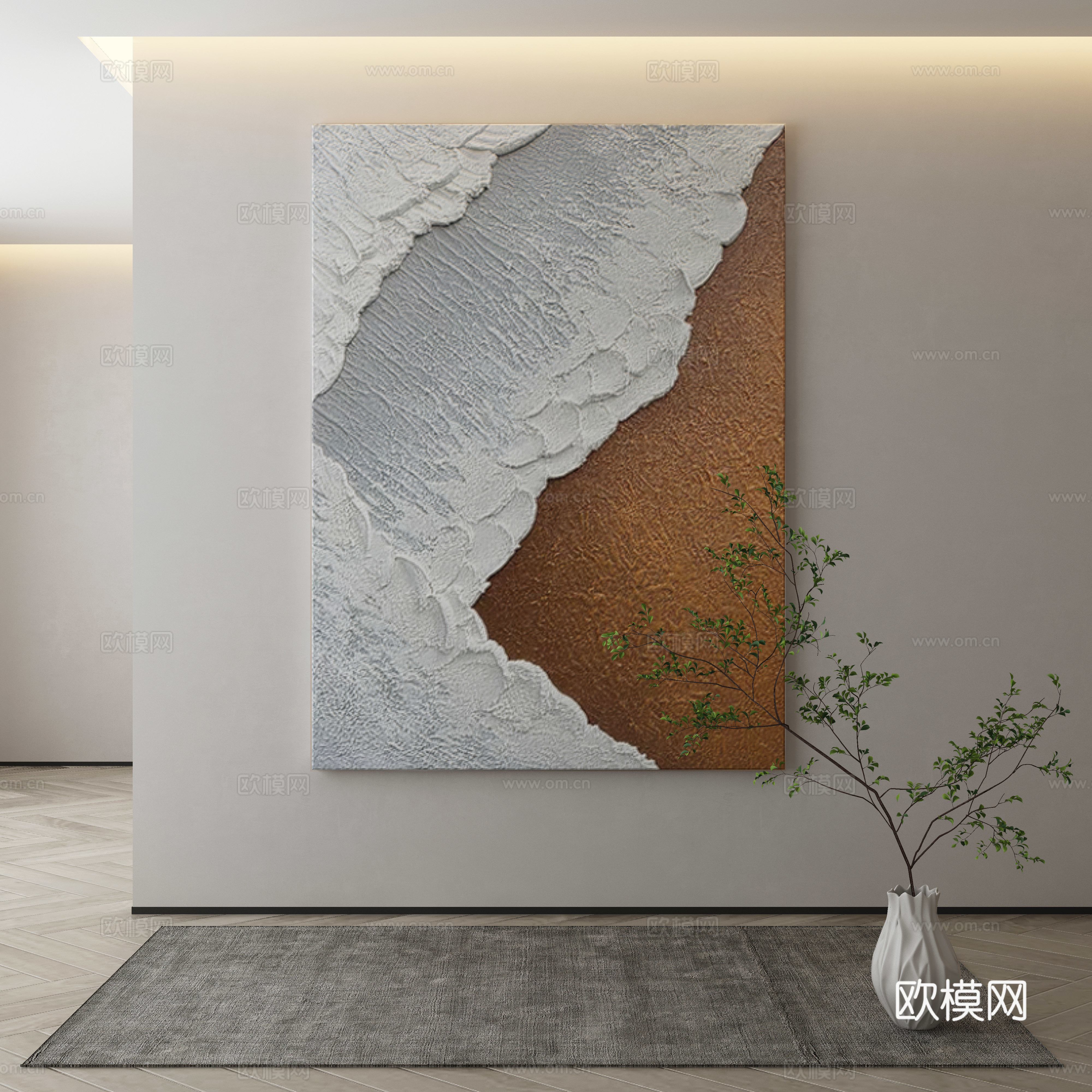 现代侘寂挂画 油画3d模型