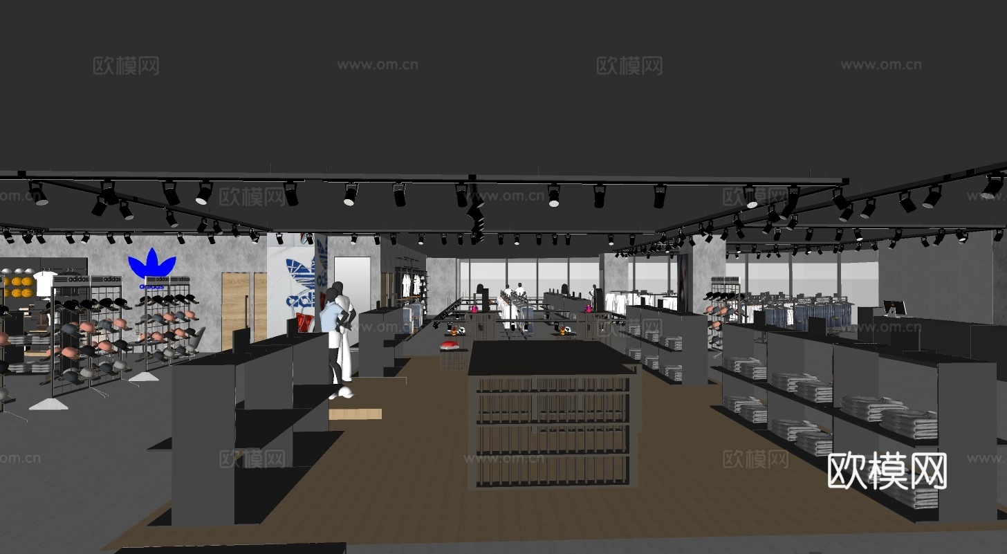 现代阿迪运动服专卖店su模型下载
