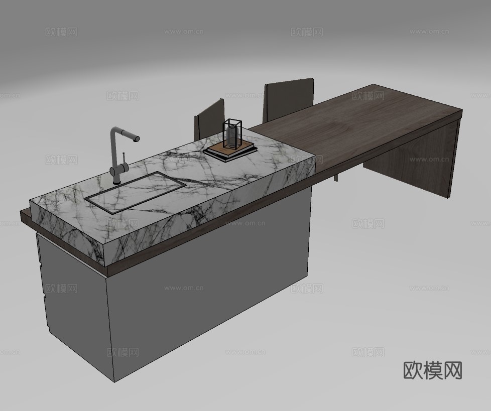 现代厨房中岛台su模型下载