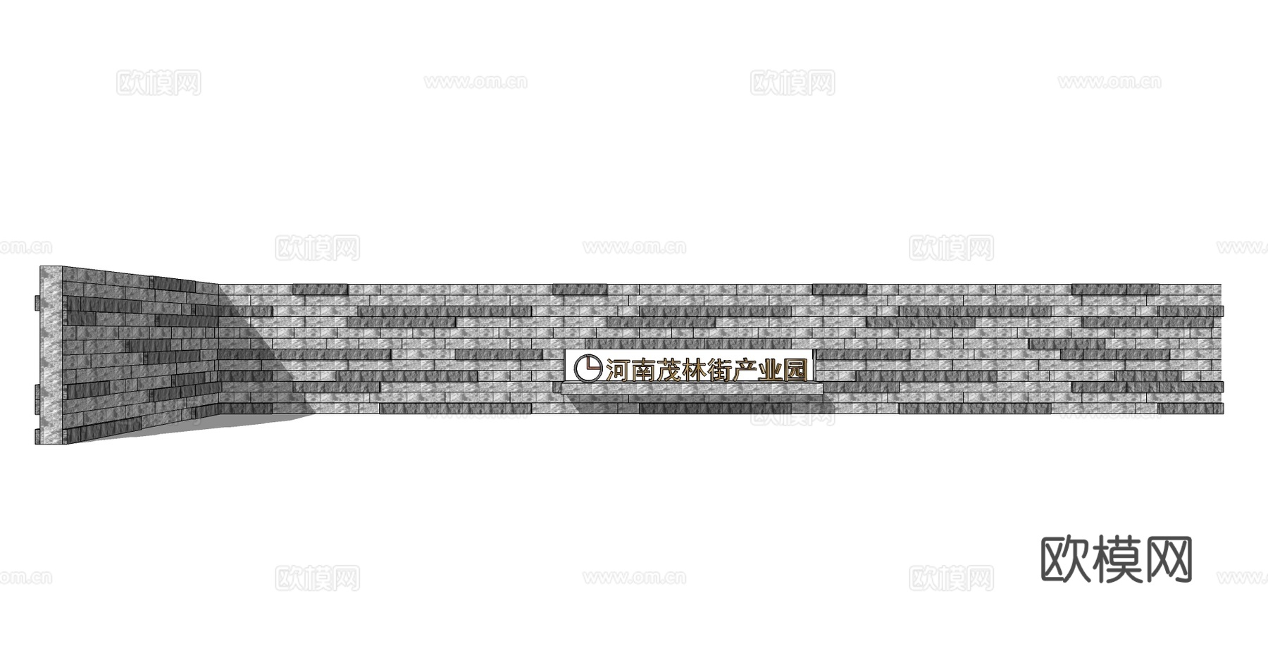 现代围墙景墙su模型下载