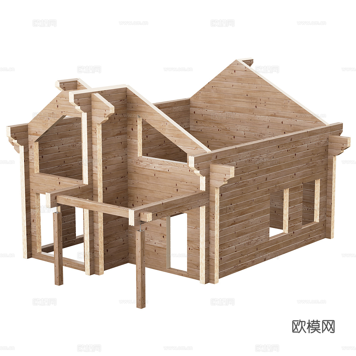 现代高胶合层木屋构件3d模型
