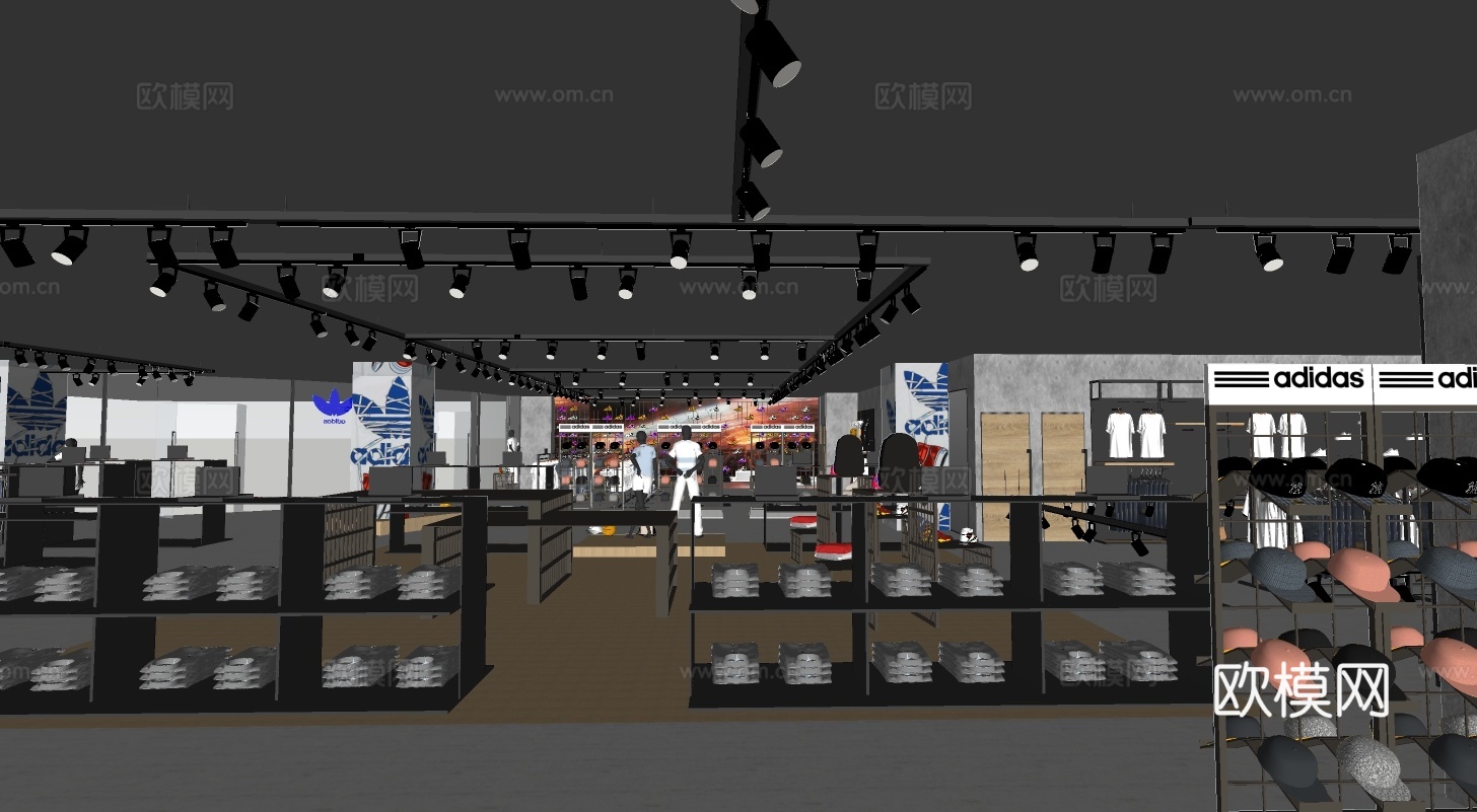 现代阿迪运动服专卖店su模型下载