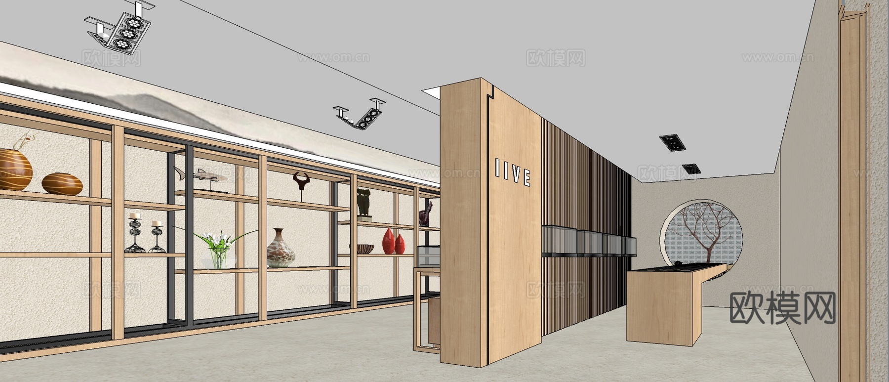 现代展厅su模型下载