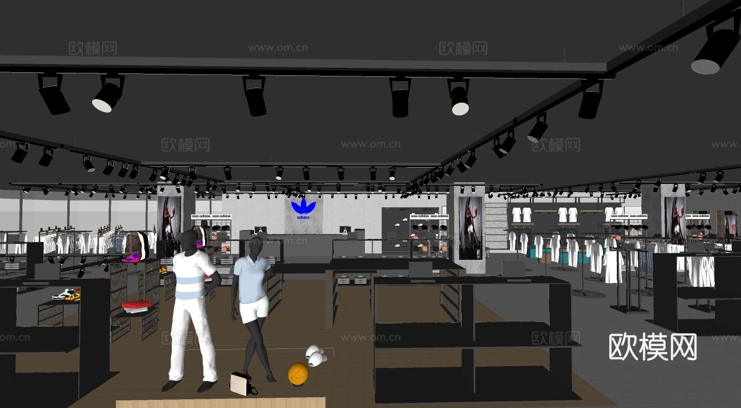 现代阿迪运动服专卖店su模型下载