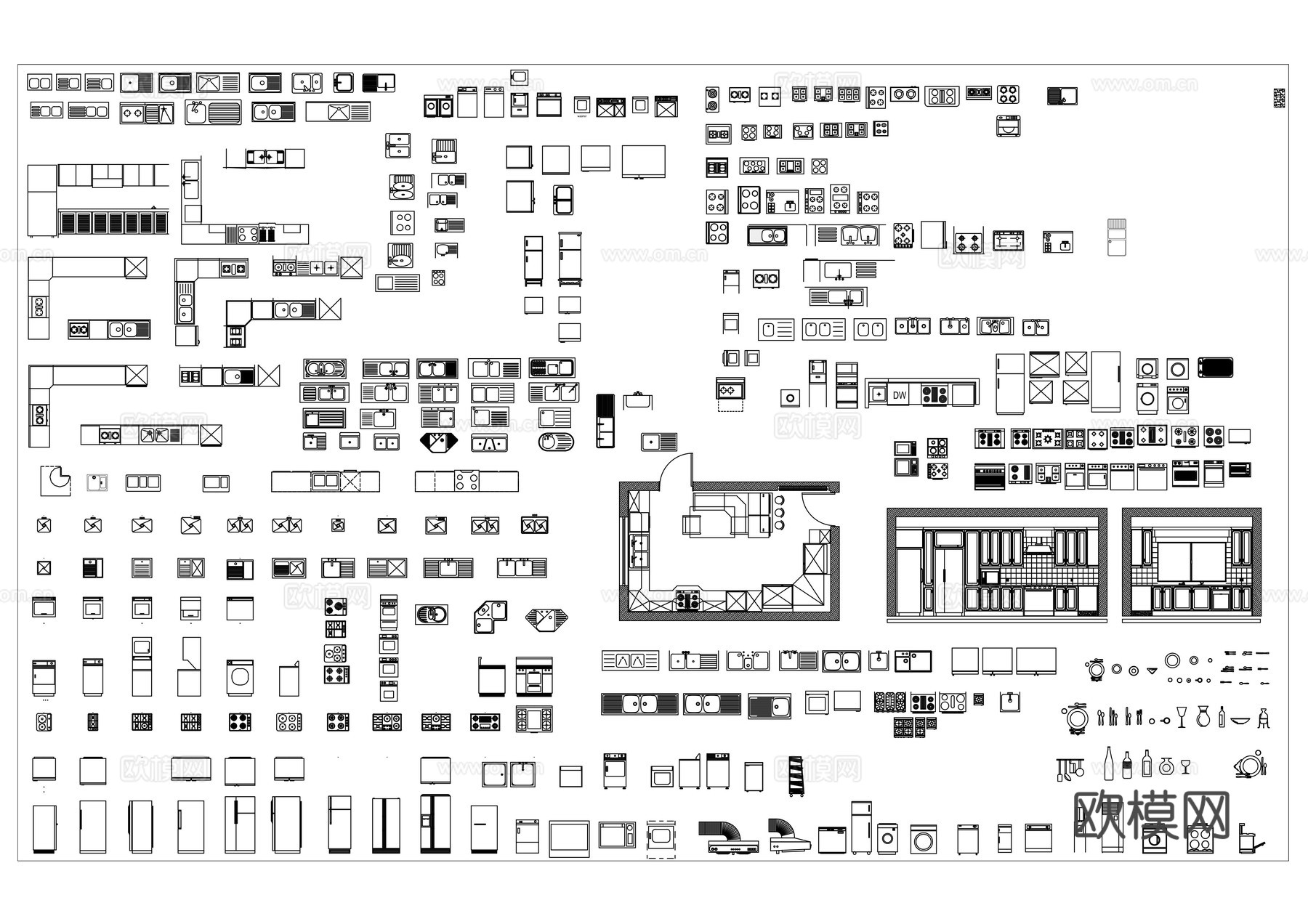 厨房家电 厨房器具 电子厨具 烹饪电器 厨房设备cad施工图