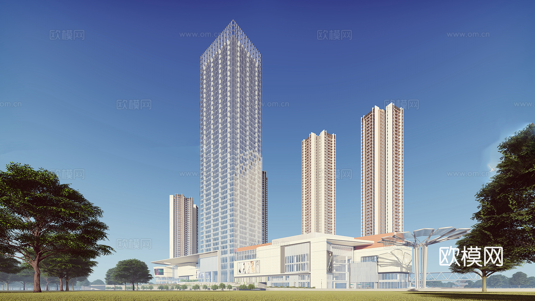 现代商业综合体su模型下载
