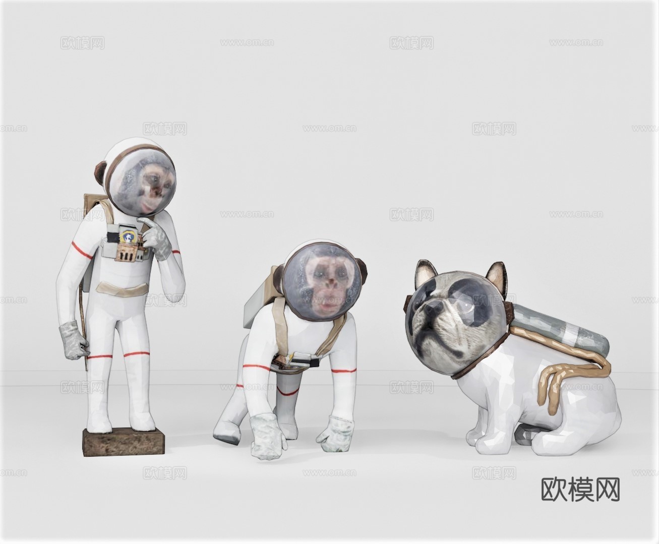 现代太空猴子雕塑摆件su模型下载