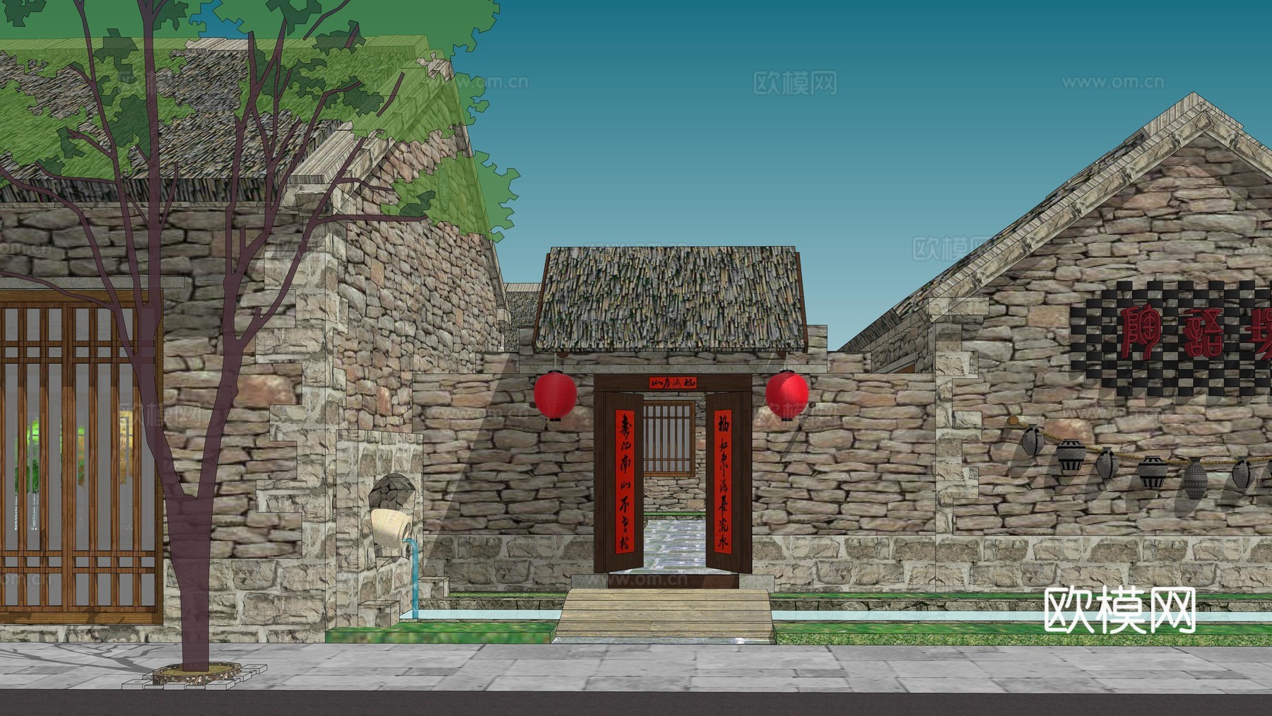 新中式农家乐su模型下载
