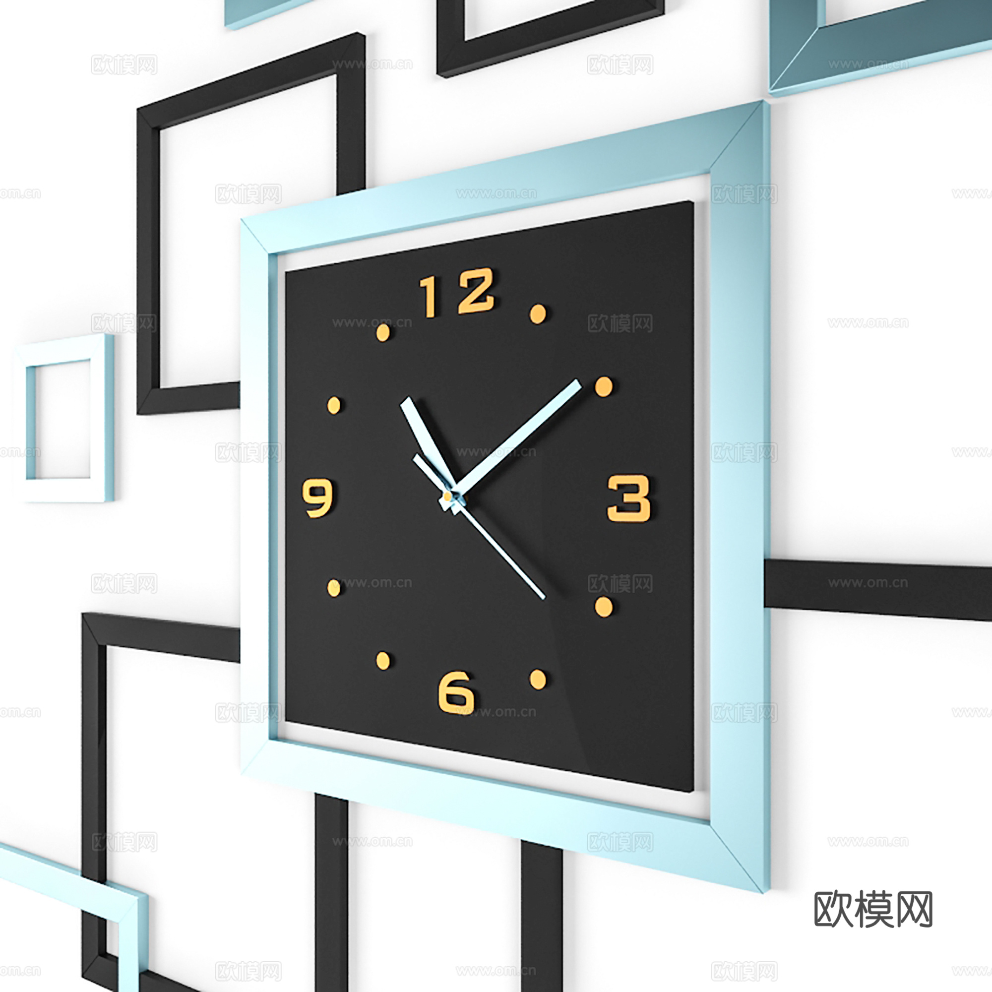 现代挂件墙饰 墙饰 钟表相框3d模型
