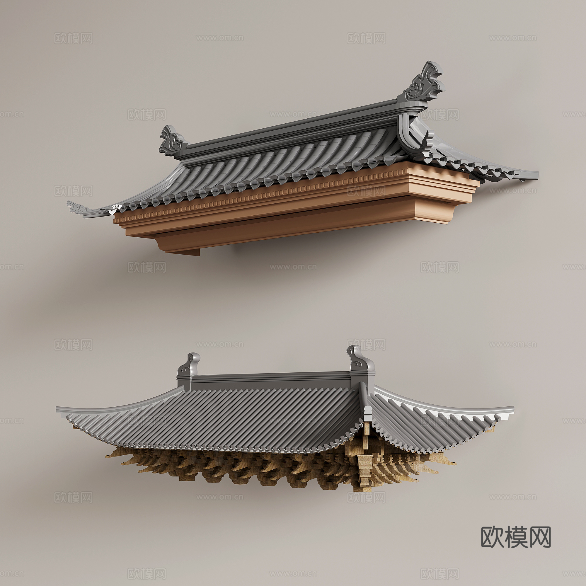 17屋檐 中式屋檐 檐口 瓦片 房檐 房顶3d模型