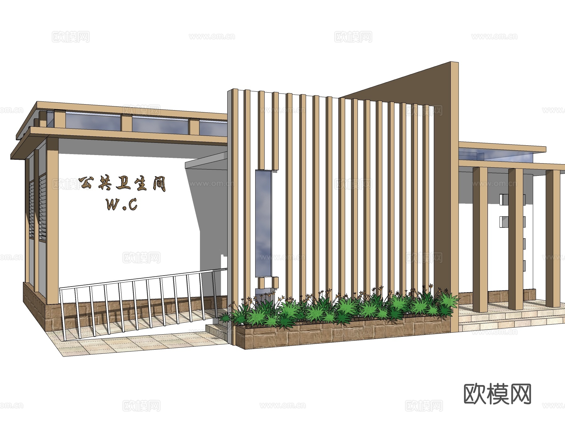 现代公共卫生间su模型下载