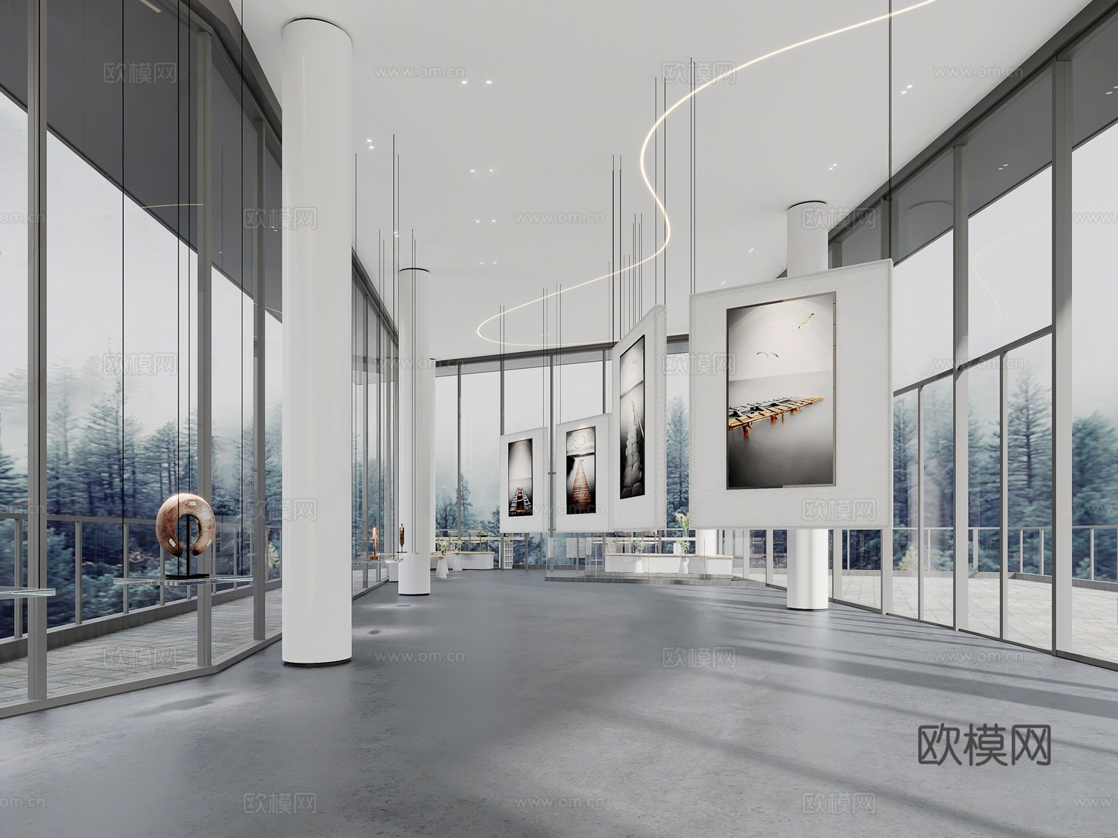 现代画廊 文化展厅 展厅3d模型