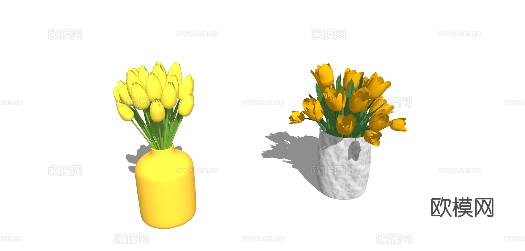 现代花瓶花卉su模型下载