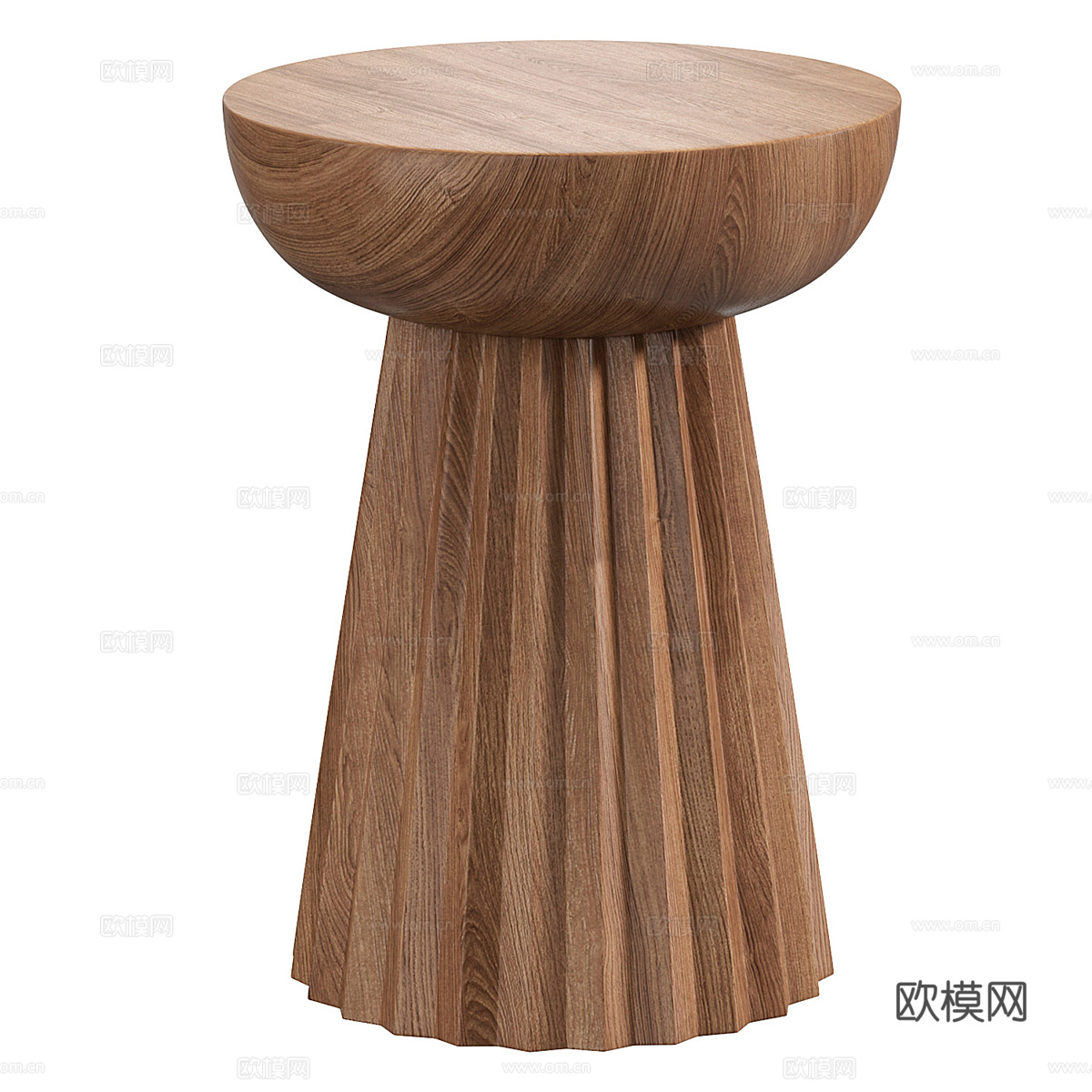 新中式实木圆边几3d模型