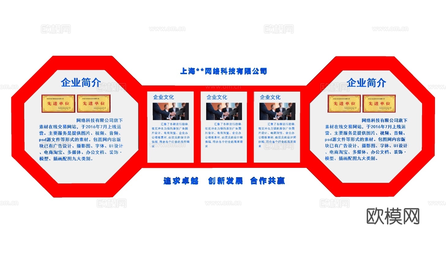 现代企业文化墙su模型下载