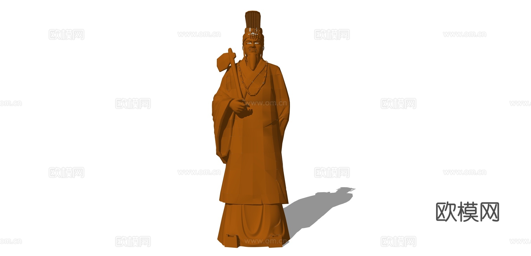 中式古代人物雕塑小品su模型下载