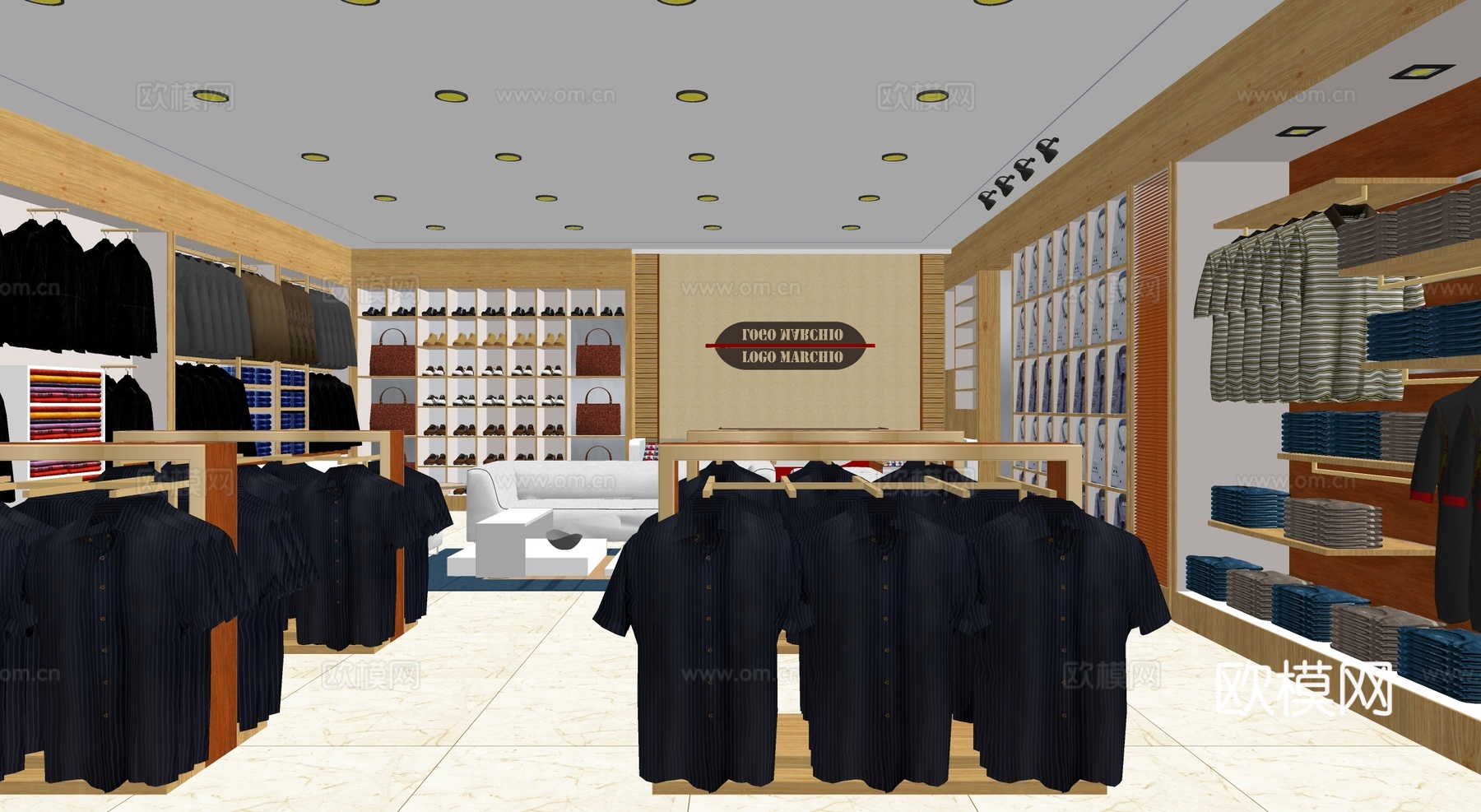 现代服装店su模型下载