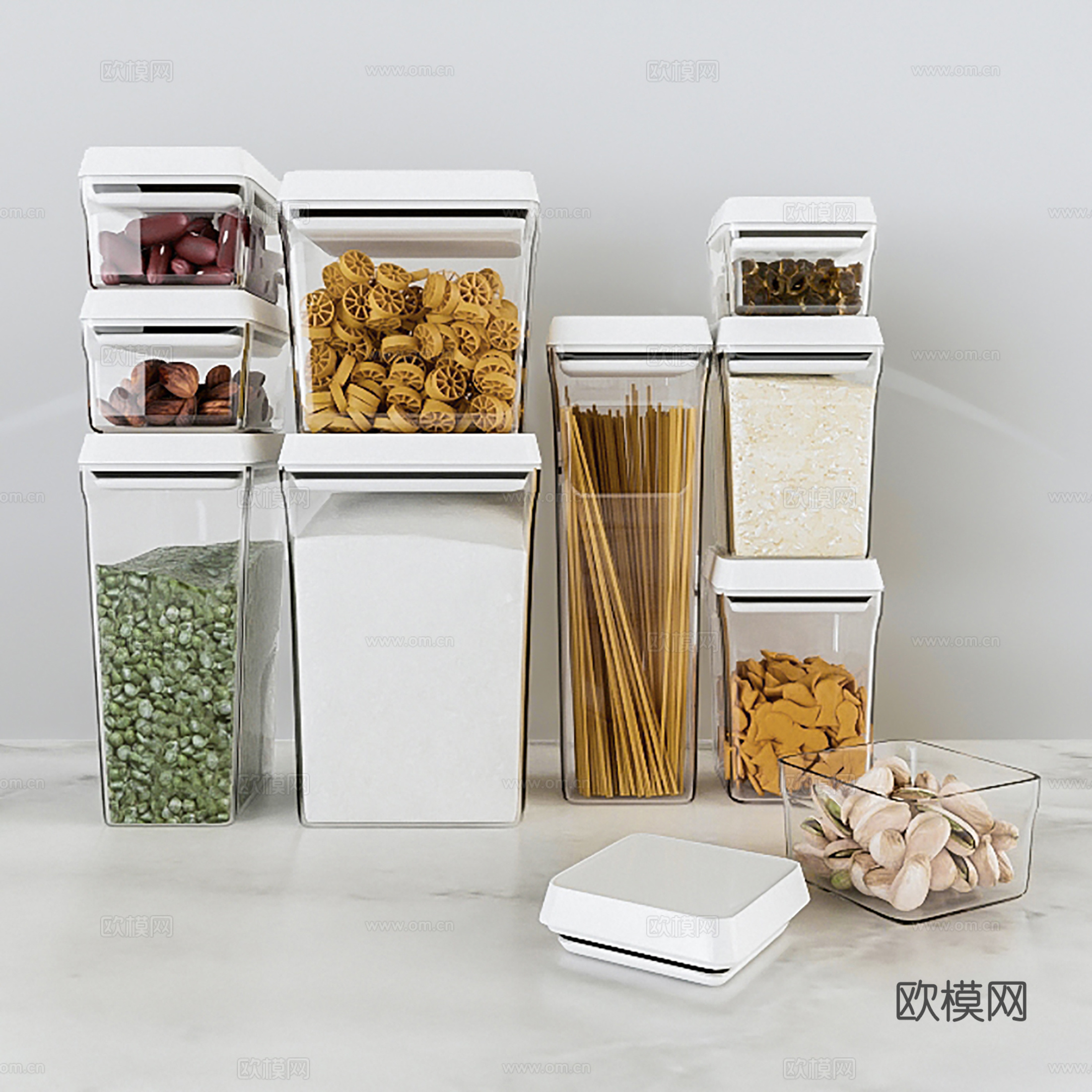 现代食品 干货盒子组合3d模型